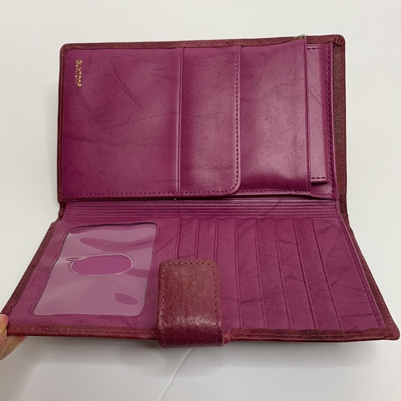 Buxton | Plum Top Grain Cowhide Leather Pocketbook | Travel Card Holder | Clutch - Picture 12 of 14